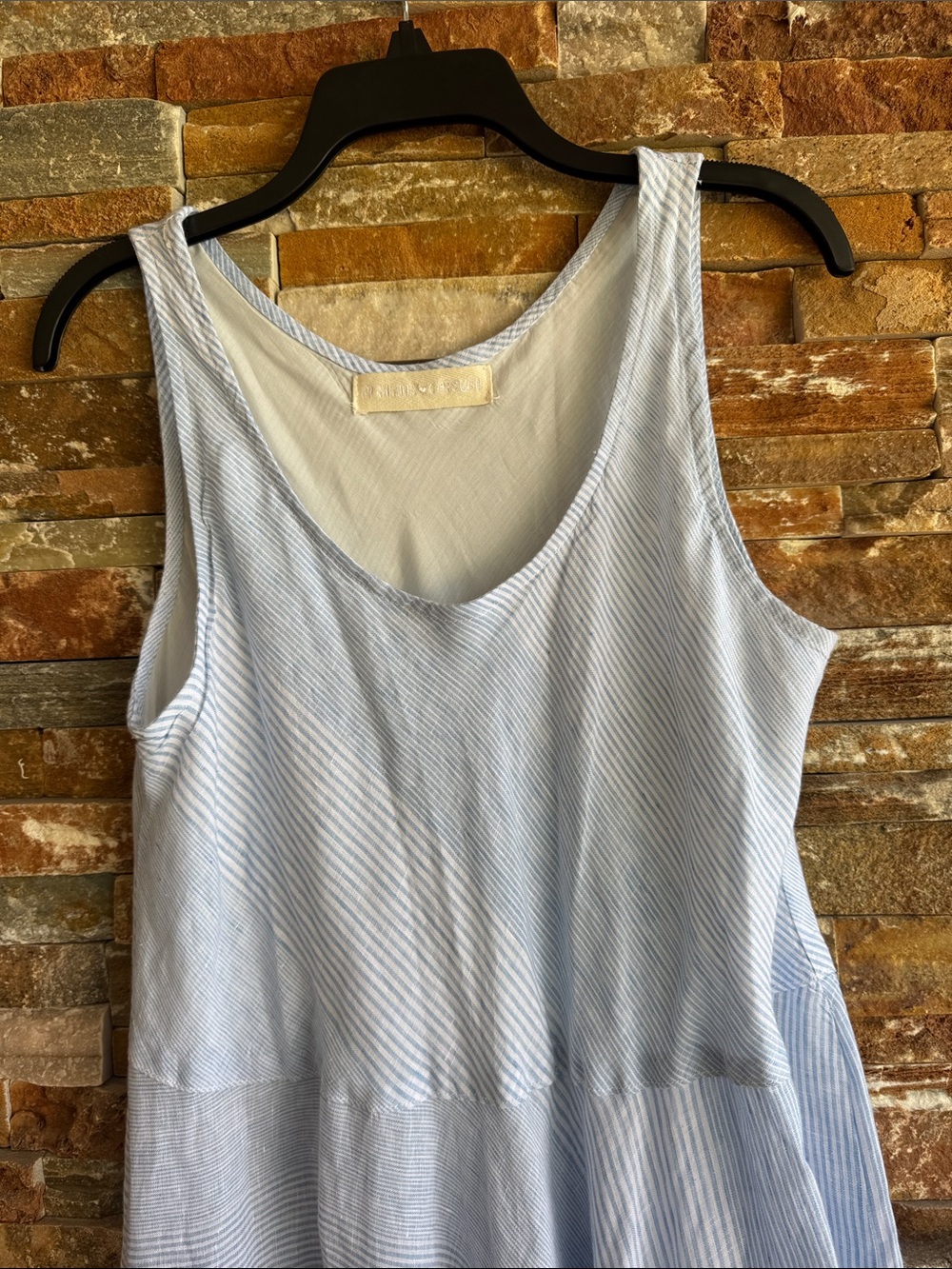 CP Shades Gorsuch Linen Maxi Dress Light Blue White No Size Tag Measure Listed - Picture 6 of 16